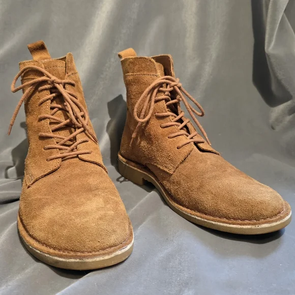 ZARA Men's Suede Lace-Up Boots - Picture 1 of 7
